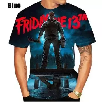 Футболка с круглым вырезом и принтом «Убийца фильмов ужасов Джейсон Вурхиз» на 3D-принте, летняя мода для мужчин и женщин, повседневная одежда унисекс с коротким рукавом S