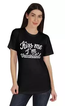 Футболка с круглым вырезом Inkmeso Kiss Me I m Vaccinated Funny Pro Vaccine для 2XL темно-серого