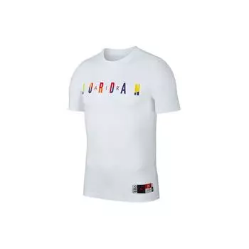Футболка с круглым вырезом Jordan Radiant Logo Print, мужские топы белого цвета AT8943-100 XXXL