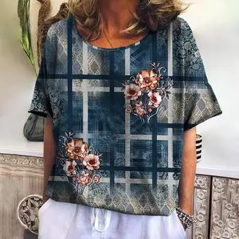 Футболка с круглым вырезом, модная, повседневная, женская, ретро, популярная, свободная, большого размера футболка XS