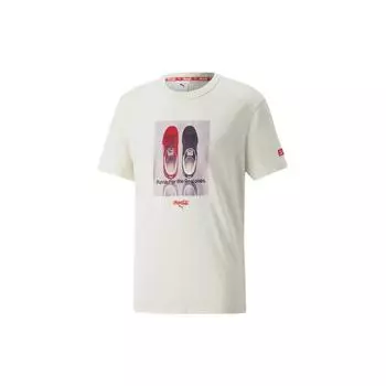 Футболка с круглым вырезом Puma X Coca-Cola с логотипом, мужские топы цвета слоновой кости 536159-97 L