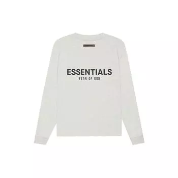 Футболка с круглым вырезом с длинными рукавами Fear of God Essentials SS21 Топы унисекс Светло-вереск-овсянка FOG-SS21-598 L
