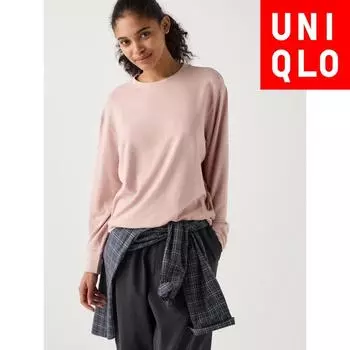 Футболка с круглым вырезом Uniqlo Japan SofT KniT Fleece 01 OFF WHITE/XS