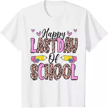 Футболка с леопардовым принтом «С последним днем в школе для учителя в конце учебного года» 12M(80) белый