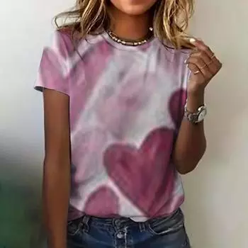 Футболка с леопардовым принтом, женская, повседневная, свободного кроя, с круглым вырезом, коротким рукавом, с круглым вырезом, с коротким рукавом, с модным принтом S