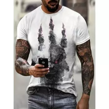 Футболка с летним рисунком пальмы, мужская модная футболка с рисунком природы, повседневная футболка с коротким рукавом с 3D-принтом S