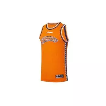 Футболка с логотипом бренда Li Ning CBA Series, круглая горловина, баскетбольная майка для мужчин из Шанхая, майка AAYS379-2 L