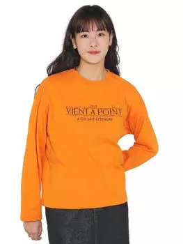 Футболка с логотипом, длинная, оранжевая, один размер [Beams Heart] L/S o/French T-Women s оранжевый