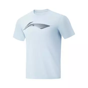 Футболка с логотипом и буквами серии Li Ning Fitness, удобная, универсальная, быстросохнущая, с коротким рукавом, мужская, цвет Cloud-Blue ATSU021-7 L