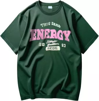 Футболка с логотипом колледжа Energy, короткая, корейская, большая, классная, с круглым вырезом и 4S [J.STORE], простая, с рукавом, школьная, уличная, милая, свободная,