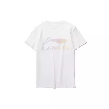 Футболка с логотипом Li Ning Gradient с круглым вырезом и коротким рукавом, женские топы, белая AHSR548-1 XL