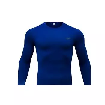 Футболка с логотипом Li Ning с круглым вырезом и длинными рукавами для фитнеса, мужские топы, темно-синий цвет AUDN125-8 XXXXL