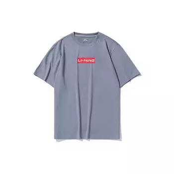 Футболка с логотипом Li-Ning Sports Fashion Series, топы унисекс, кремнево-синий AHSQ326-6 M