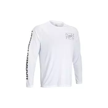 Футболка с логотипом Under Armour с круглым вырезом и длинными рукавами, мужские топы, белые 1378187-100 XXL