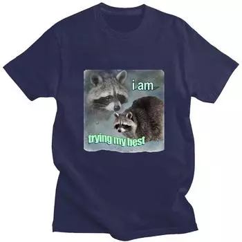 Футболка с мемом «Я стараюсь изо всех сил» с забавным принтом для мужчин и женщин, свободная модная хлопковая футболка с коротким рукавом, уютная футболка S чёрный