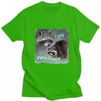 Футболка с мемом «Я стараюсь изо всех сил» с забавным принтом для мужчин и женщин, свободная модная хлопковая футболка с коротким рукавом, уютная футболка S чёрный