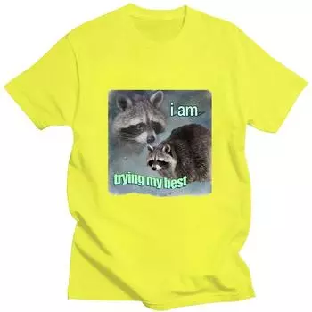 Футболка с мемом «Я стараюсь изо всех сил» с забавным принтом для мужчин и женщин, свободная модная хлопковая футболка с коротким рукавом, уютная футболка S чёрный