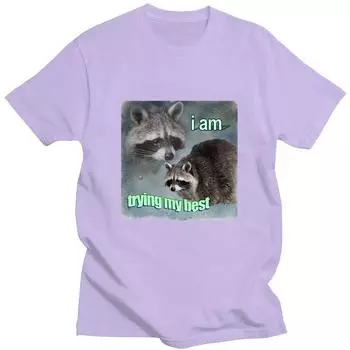 Футболка с мемом «Я стараюсь изо всех сил» с забавным принтом для мужчин и женщин, свободная модная хлопковая футболка с коротким рукавом, уютная футболка S чёрный