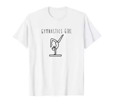 Футболка с милой гимнасткой-девочкой-гимнасткой и бревном белый