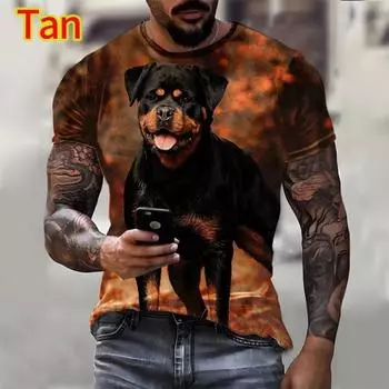 Футболка с милым домашним питомцем, собачкой, ротвейлером, 3D-печатью, мужская и женская, летняя, повседневная, с короткими рукавами, забавная футболка S
