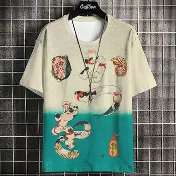 Футболка с милым котом, мужская толстовка с принтом, мужская S