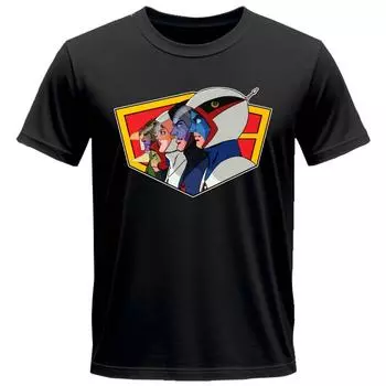 Футболка с мультяшной графикой Футболки с принтом «Битва планет» Футболки с принтом «Gatchaman» Унисекс из хлопка Винтажные футболки с круглым вырезом Короткие рукава S белый