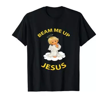 Футболка с надписью «Beam Me Up Jesus» чёрный