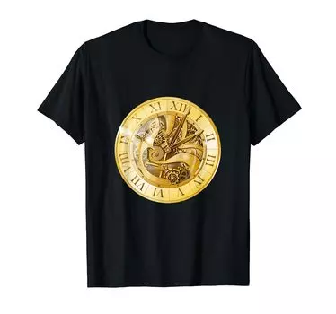 Футболка с надписью «Часовой механизм Gear Steampunk Time Gift» чёрный