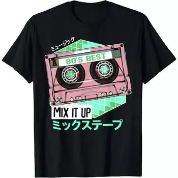 Футболка с надписью «Kanji» в стиле 80-х в стиле японского отаку «Mixtape» от 2010 года, одежда для женщин, Ropa De Mujer S бежевый