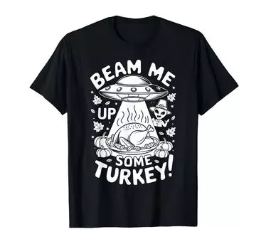 Футболка с надписью «Пришелец НЛО UAP» на День благодарения чёрный