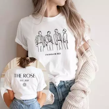 Футболка с надписью «Роза» Kpop Merch Футболка с надписью «Роза» Kpop Gift Короткие рукава Женские футболки с графическим принтом Футболка с корейской музыкальной группой Уличная одежда S чёрный