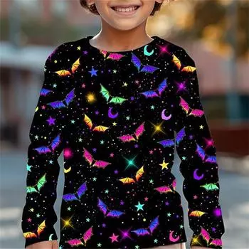 Футболка с надписью «Тыква» для мальчиков на Хэллоуин, футболка с длинным рукавом, спортивная мода, уличная одежда для детей 3-12 лет, повседневные футболки для детей 100