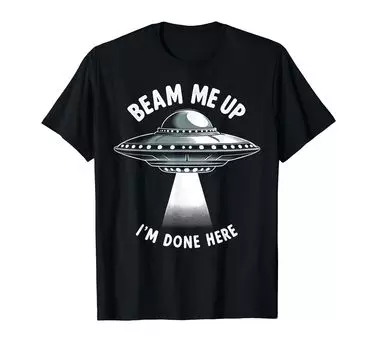 Футболка с надписью «Я в НЛО» и забавным графическим принтом «Телеграфируй меня здесь» чёрный