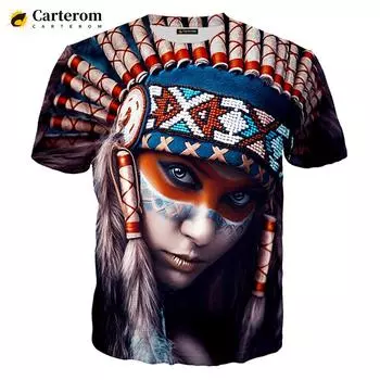 Футболка с ностальгическим 3D принтом для индейцев для девочек, большие уличные повседневные футболки для пар, мужские и женские летние топы в стиле Харадзюку в стиле хип-хоп XXS
