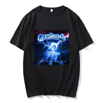 Футболка с новым альбомом The Offspring Supercharged Футболки для мужчин из рок-группы Летняя хлопковая футболка Унисекс Модная одежда Топы с коротким рукавом XS чёрный