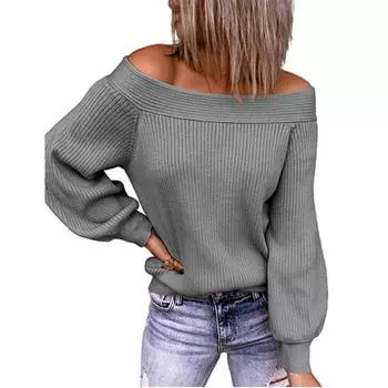 Футболка с открытыми плечами и длинными рукавами, осенне-зимний свитер, женский пуловер S розовый