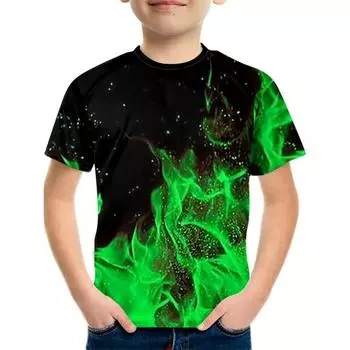 Футболка с пламенным драконом, одежда для мальчиков и девочек, забавные футболки с огненным драконом, топы для подростков, детские футболки, летняя футболка для мальчиков, детская одежда 100