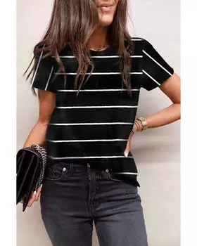 Футболка с полосатым принтом Azura Exchange XL чёрный