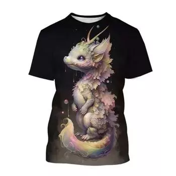 Футболка с принтом 3D Cool Dragon, детская модная уличная одежда, футболки для мужчин, унисекс, Harajuku, короткие рукава, симпатичная одежда, топ S
