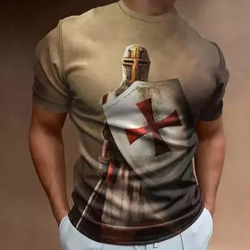 Футболка с принтом 3d Crusades для мужчин, мужская ретро-футболка, модная мужская одежда, свободные футболки с короткими рукавами, быстросохнущая спортивная рубашка S