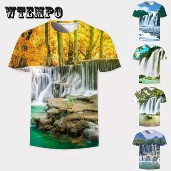 Футболка с принтом 3D-пейзажа, летняя мужская, индивидуальный свитер, модный тренд, футболки с коротким рукавом, повседневная и удобная рубашка XXXL