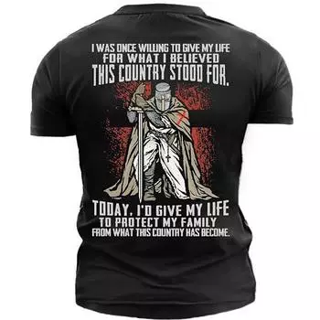 Футболка с принтом 3D Templar Knight The Crusades для мужчин, Европа и Америка, винтажная одежда Harajuku, модный топ с коротким рукавом и круглым вырезом XL