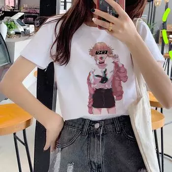 Футболка с принтом Ahegao, женская футболка Harajuku Ullzang Senpai Himiko Toga Boku No Hero Academia 2XL белый