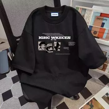 Футболка с принтом аниме «Аватар» для мужчин и женщин, ретро-стиль, чистый хлопок, летняя модная тенденция, повседневный удобный топ с короткими рукавами для пар, Harajuku S белый