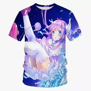 Футболка с принтом аниме «Dragon Maid Kanna Kamui» с 3D-принтом, унисекс, повседневная футболка Harajuku с короткими рукавами, японская манга, детский топ S
