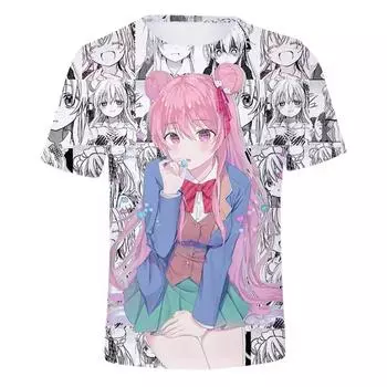 Футболка с принтом аниме Happy Sugar Life 3D для женщин и мужчин с круглым вырезом, летняя повседневная модная одежда унисекс высокого качества S