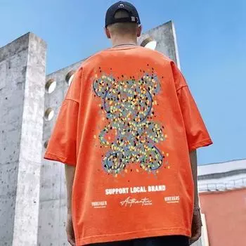 Футболка с принтом аниме медведя, мужская футболка, модная повседневная летняя дышащая футболка с короткими рукавами, уличная одежда M белый