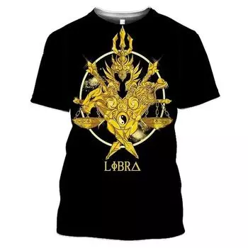 Футболка с принтом аниме Saint Seiya 3D, уличная, повседневная, для мужчин и женщин, модная, с короткими рукавами, с круглым вырезом, детская футболка, топ S белый