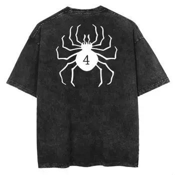 Футболка с принтом аниме в стиле Харадзюку для мужчин, уличная одежда, винтажная черная футболка, летняя хлопковая свободная стираная футболка с коротким рукавом, свободная одежда больших размеров S