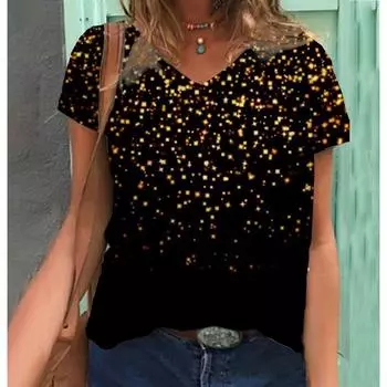 Футболка с принтом «Бабочка» Женская футболка с короткими рукавами и V-образным вырезом S